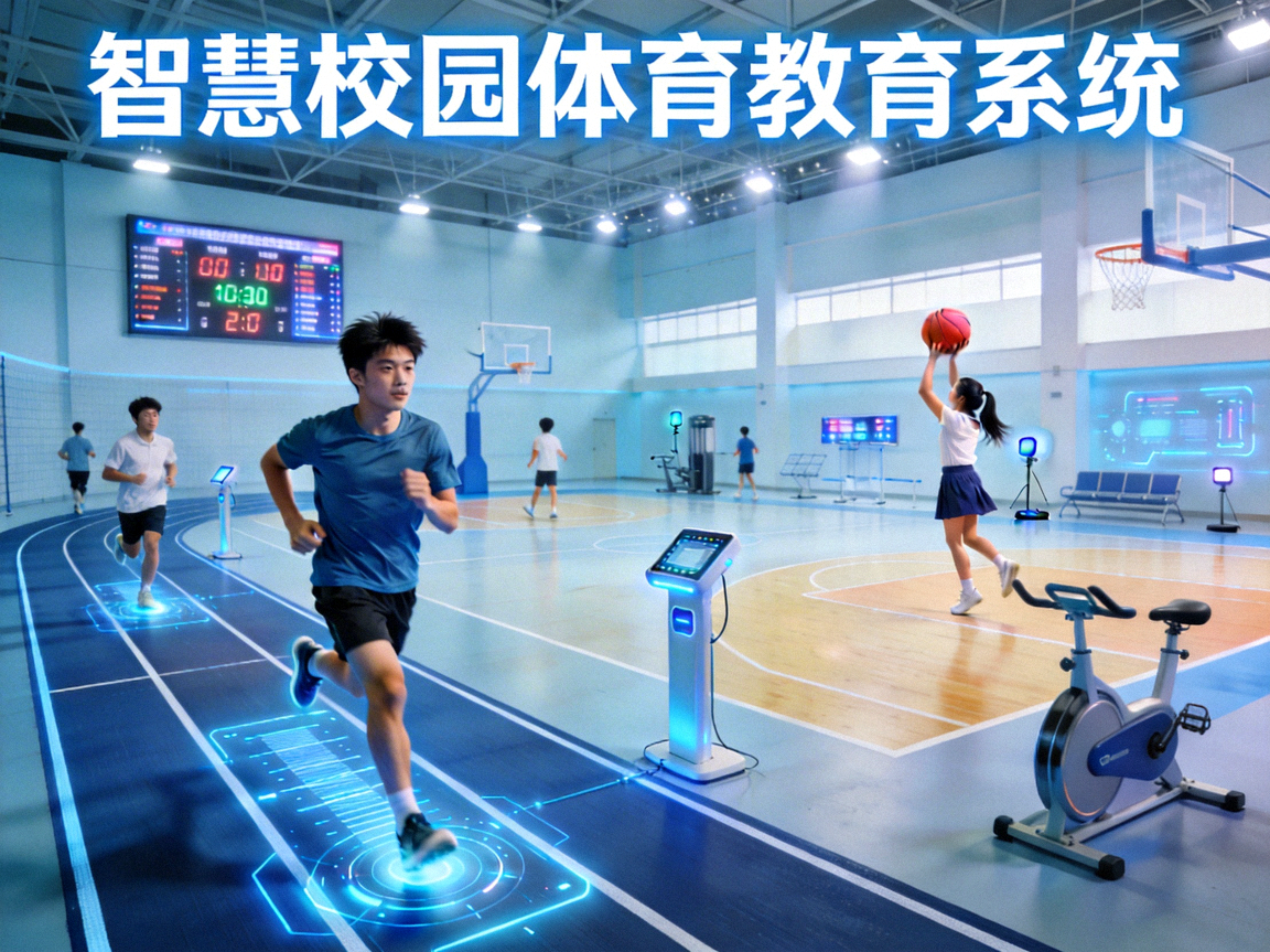 智慧校园体育教育系统 - 学生在现代化体育场馆进行体育活动